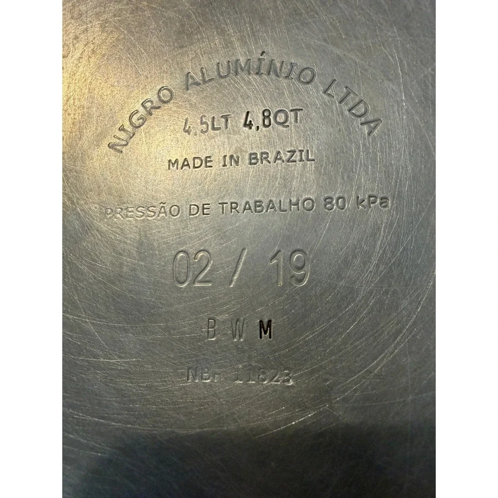 Nigro Aluminio Ltda  Pressure Cooker Made in Brazil Aluminum with Black Handle